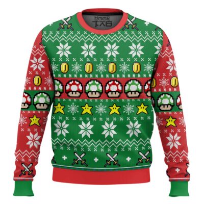 1-Up Mushroom Mario Bros Ugly Christmas Sweater