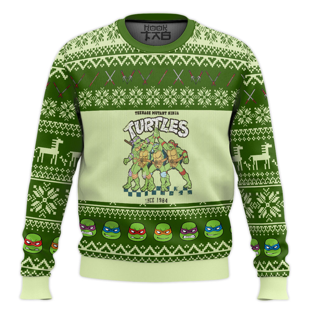 Hooktab 1984 Teenage Mutant Ninja Turtles Ugly Christmas Sweater Hooktab 1984 Teenage Mutant Ninja Turtles Ugly Christmas Sweater