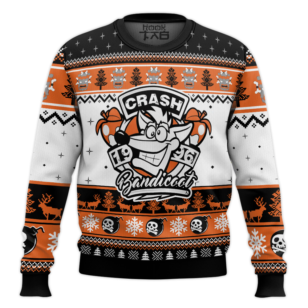 Hooktab 1996 Crash Bandicoot Ugly Christmas Sweater Hooktab 1996 Crash Bandicoot Ugly Christmas Sweater