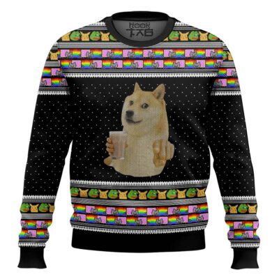 3d Choccy Milk Cheems Doge Meme Ugly Christmas Sweater