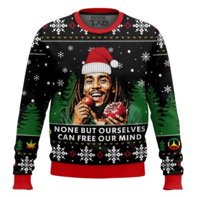 420 Bob Marley "None But Ourselves Can Free Our Mind" Ugly Christmas Sweater