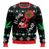 Hooktab 420 Flying Santa Ugly Christmas Sweater