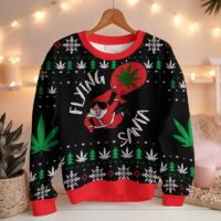 Hooktab 420 Flying Santa Ugly Christmas Sweater