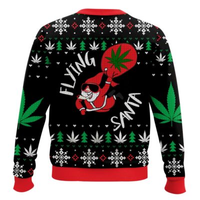 Hooktab 420 Flying Santa Ugly Christmas Sweater