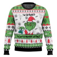 Hooktab 420 Grinch Can't Even Feel His Face Ugly Christmas Sweater