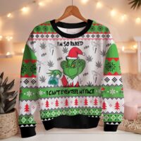 Hooktab 420 Grinch Can't Even Feel His Face Ugly Christmas Sweater