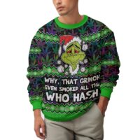 Hooktab 420 Grinch Smoked All The Who Hash Ugly Christmas Sweater