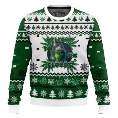 420 Grinch Welcome To The Clouds Ugly Christmas Sweater