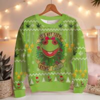 Hooktab 420 It's Not Easy Being Green Frog Ugly Christmas Sweater