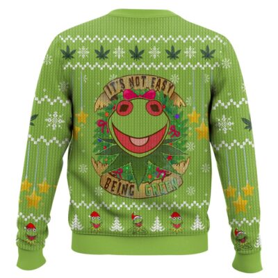 Hooktab 420 It’s Not Easy Being Green Frog Ugly Christmas Sweater