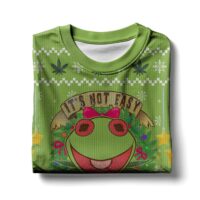 Hooktab 420 It's Not Easy Being Green Frog Ugly Christmas Sweater