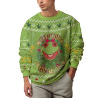 Hooktab 420 It's Not Easy Being Green Frog Ugly Christmas Sweater