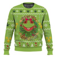 Hooktab 420 It's Not Easy Being Green Frog Ugly Christmas Sweater