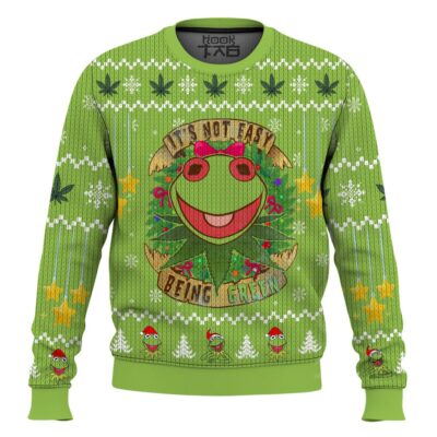 420 It's Not Easy Being Green Frog Ugly Christmas Sweater