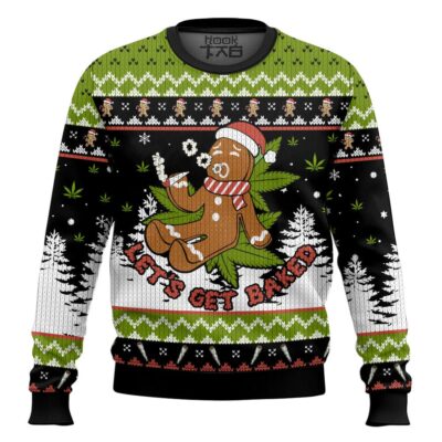 420 Let's Get Baked 420 Marijuana Ugly Christmas Sweater