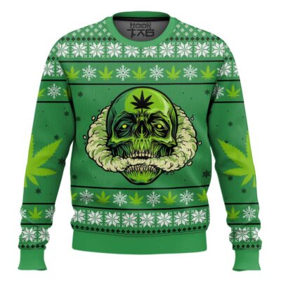 420 Marijuan Skull Ugly Christmas Sweater