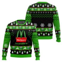 Hooktab 420 Marijuana I’m Smokin’ It Ugly Christmas Sweater