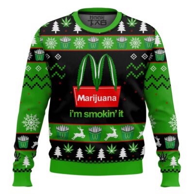 420 Marijuana I’m Smokin’ It Ugly Christmas Sweater