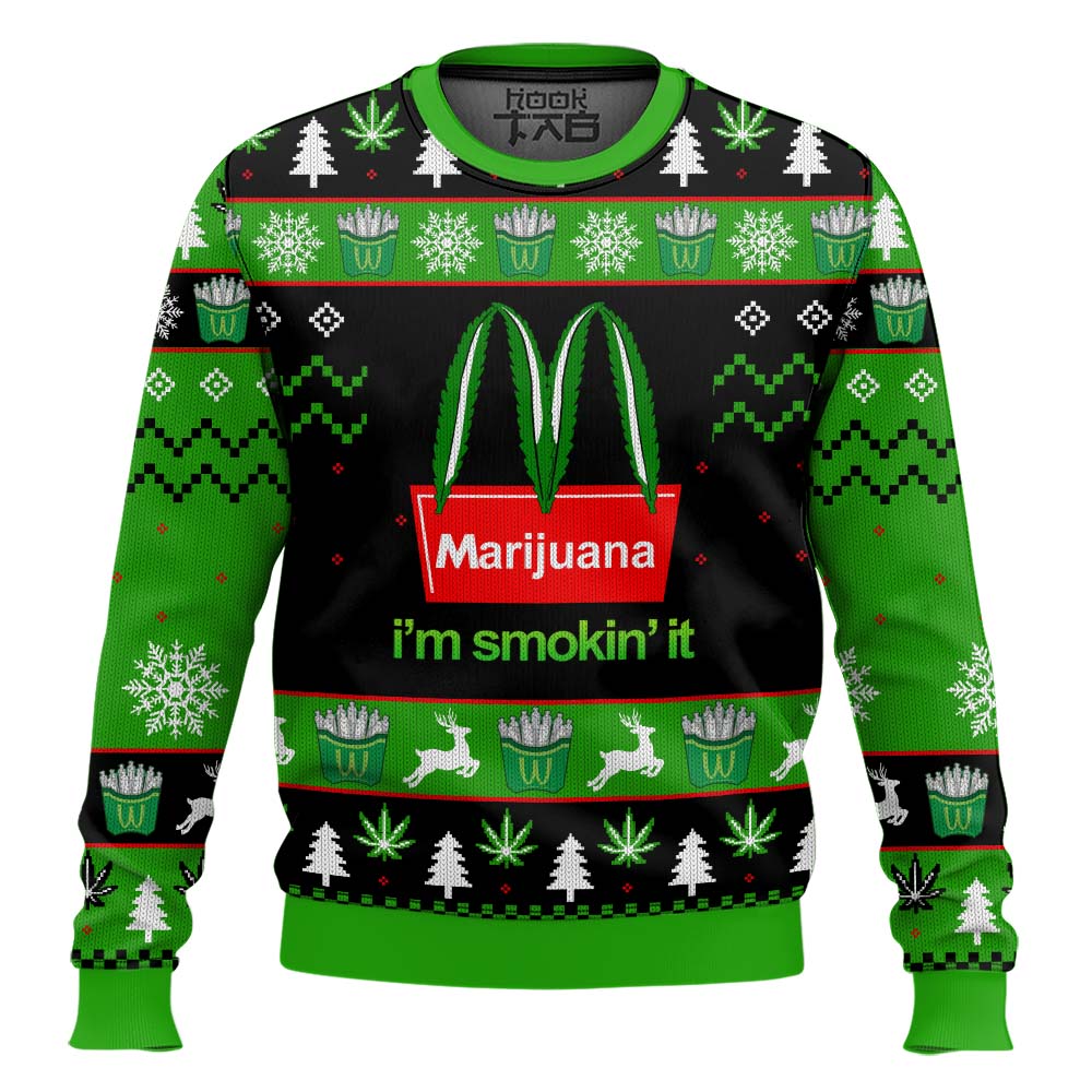 Hooktab 420 Marijuana I’m Smokin’ It Ugly Christmas Sweater Hooktab 420 Marijuana I’m Smokin’ It Ugly Christmas Sweater