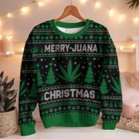Hooktab 420 Merry Marijuana Ugly Christmas Sweater