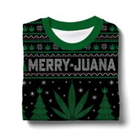 Hooktab 420 Merry Marijuana Ugly Christmas Sweater