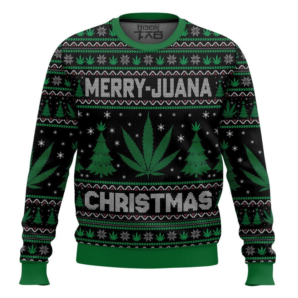 Hooktab 420 Merry Marijuana Ugly Christmas Sweater Hooktab 420 Merry Marijuana Ugly Christmas Sweater