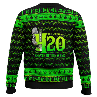 Hooktab 420 The Legend Of Marijuana Breath Of The Weed Ugly Christmas Sweater