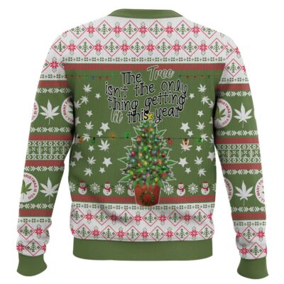 Hooktab 420 The Tree Ain’t The Only Thing Getting Lit This Year Ugly Christmas Sweater