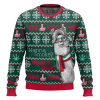 Hooktab 420 Wanna Smoke Alpaca Bowl Ugly Christmas Sweater