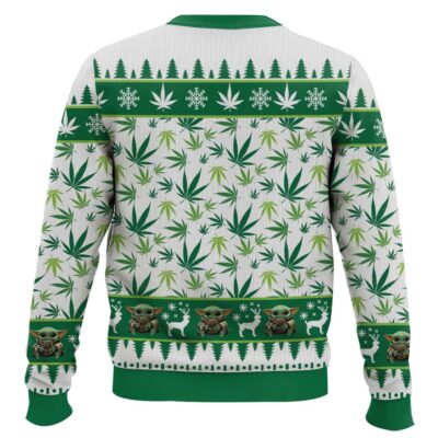 Hooktab 420 Yoda “Stoned I am Smoke More We Must” Ugly Christmas Sweater