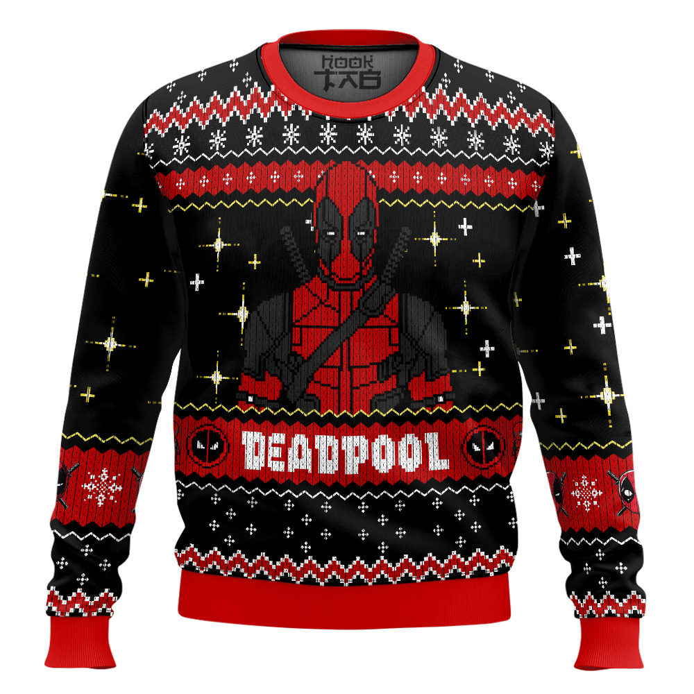 Hooktab 8bit Deadpool Ugly Christmas Sweater Hooktab 8bit Deadpool Ugly Christmas Sweater