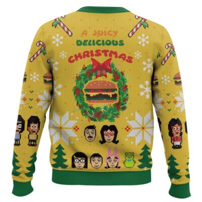Hooktab A Juicy Delicious Christmas Bob’s Burgers Ugly Christmas Sweater