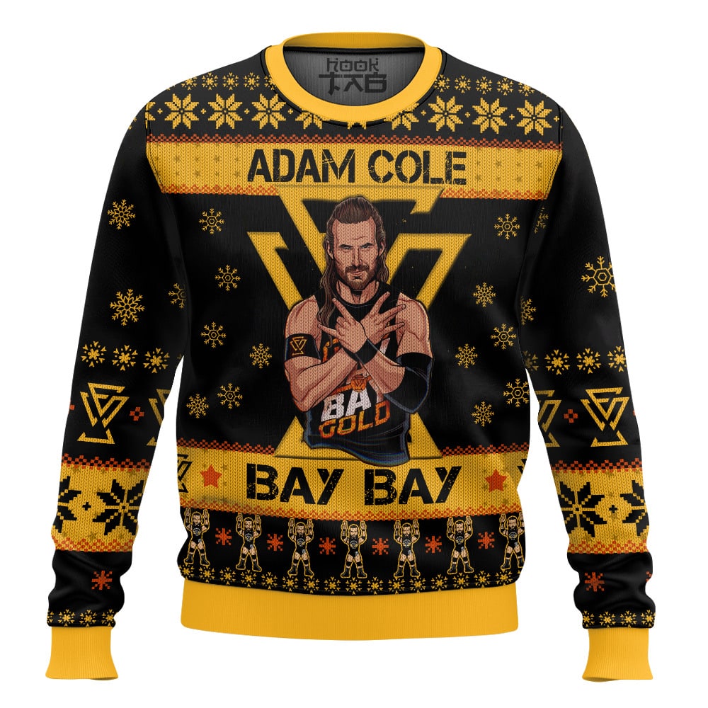 Hooktab Adam Cole Bay Bay WWE Ugly Christmas Sweater Hooktab Adam Cole Bay Bay WWE Ugly Christmas Sweater