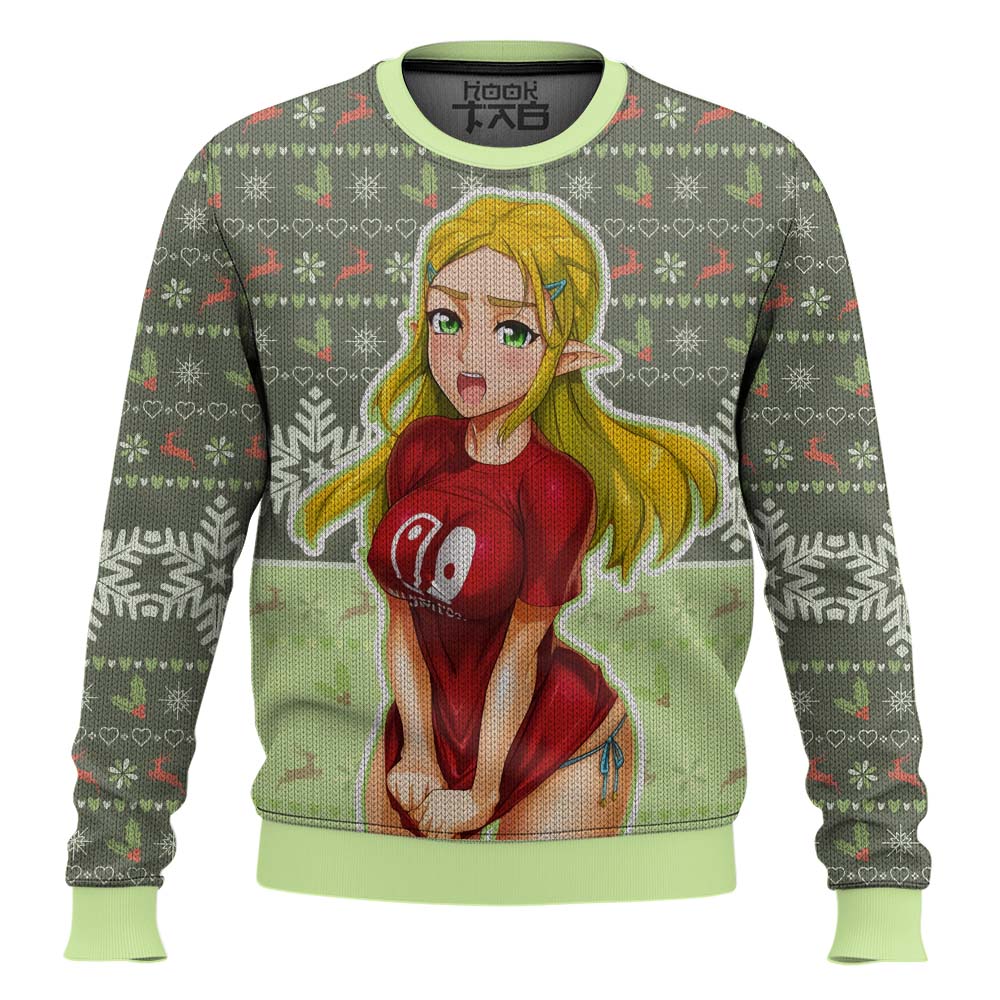 Hooktab Ahegao Zelda Ugly Christmas Sweater Hooktab Ahegao Zelda Ugly Christmas Sweater