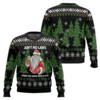 Hooktab Aint No Laws When Youre Drinking With Claus Ugly Christmas Sweater