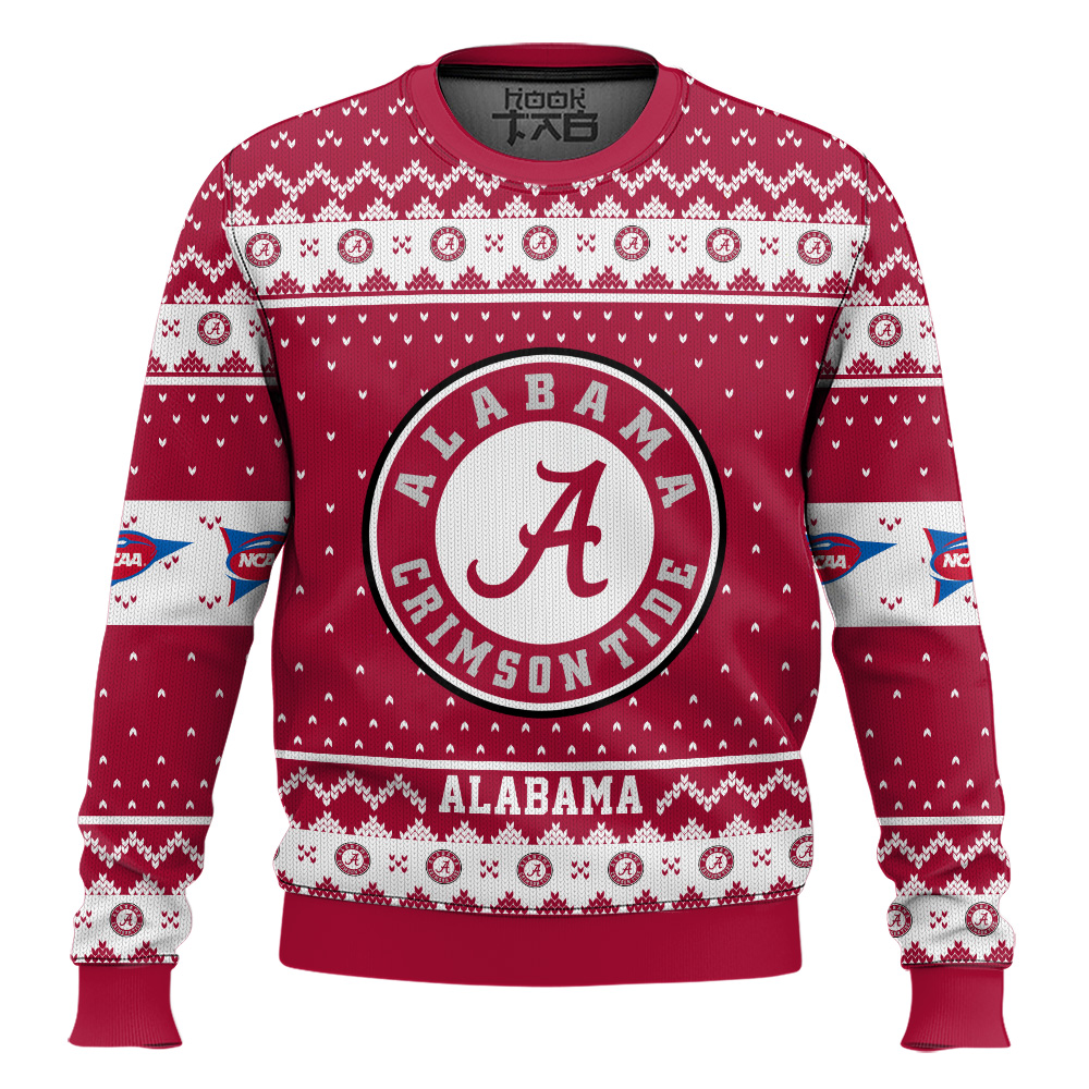 Hooktab Alabama Crimson Tide - Custom Name And Number Ugly Christmas Sweater Hooktab Alabama Crimson Tide - Custom Name And Number Ugly Christmas Sweater