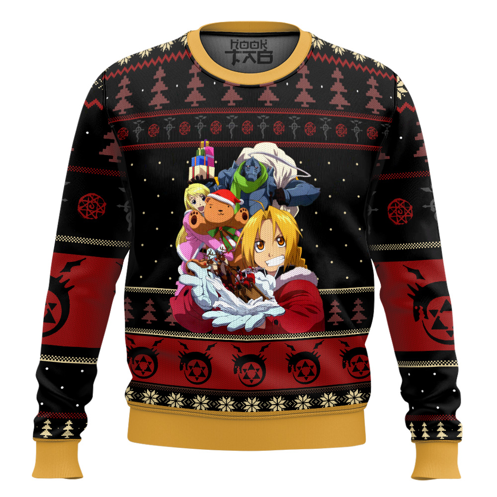 Hooktab Alchemy Holidays Fullmetal Alchemist Ugly Christmas Sweater Hooktab Alchemy Holidays Fullmetal Alchemist Ugly Christmas Sweater