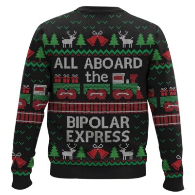 Hooktab All Aboard The Bipolar Express Ugly Christmas Sweater