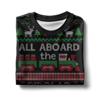 Hooktab All Aboard The Bipolar Express Ugly Christmas Sweater