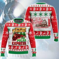 Hooktab All Aboard The Polar Express Ugly Christmas Sweater