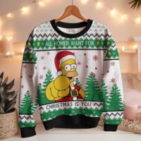 Hooktab All Homer Want For Christmas Is You The Simpsons Ugly Christmas Sweater