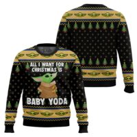 Hooktab All I Wan For Christmas Is Baby Yoda Ugly Christmas Sweater
