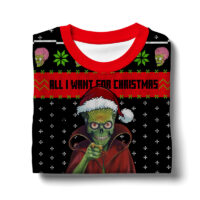 Hooktab All I Want For Christmas Is AckAck Ack!!! The Mars Attack Ugly Christmas Sweater