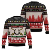 Hooktab All I Want For Christmas Is Baseball Ugly Christmas Sweater