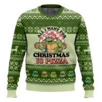 Hooktab All I Want For Christmas Is Pizza Ninja Turtles Ugly Christmas Sweater