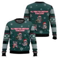 Hooktab All I Want For Christmas Is Raccoons Ugly Christmas Sweater