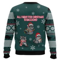 Hooktab All I Want For Christmas Is Raccoons Ugly Christmas Sweater