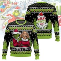 Hooktab All I Want For Christmas Is Silence! Grinch Ugly Christmas Sweater