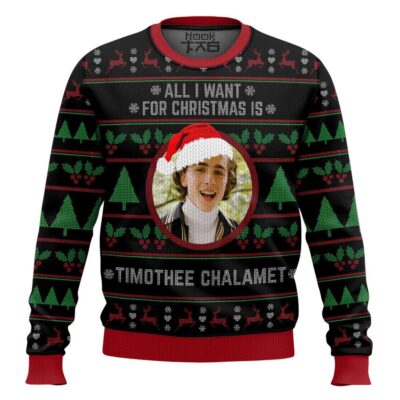 All I Want For Christmas Is Timothée Chalamet Ugly Christmas Sweater