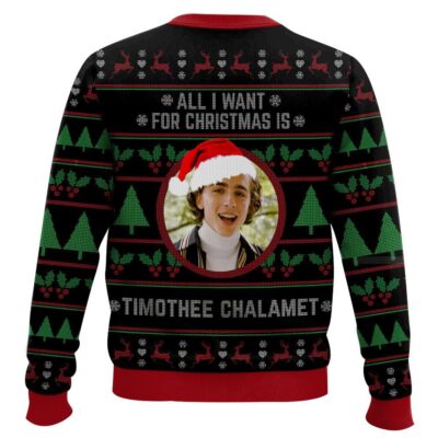 Hooktab All I Want For Christmas Is Timothée Chalamet Ugly Christmas Sweater